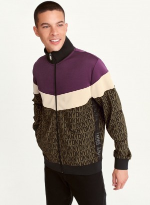 Men's Dkny COLORBLOCK LOGO TRACK Jackets Purple | U7558730