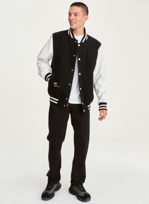 Men's Dkny Classic Varsity Jackets Black | V4841867