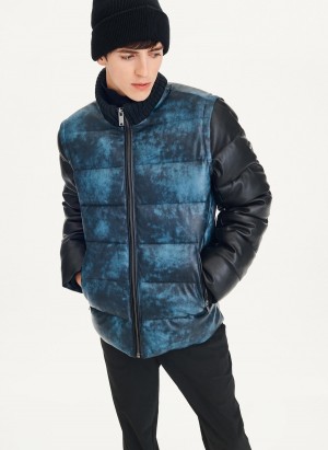 Men's Dkny Contrast Bomber Jackets Navy | U4813926