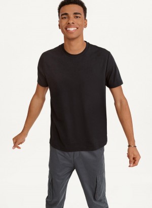 Men's Dkny Cotton Poly Pique T Shirts Black | S3952748