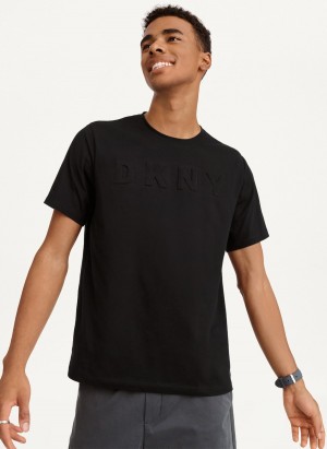 Men's Dkny Debossed Logo T Shirts Black | W5421657