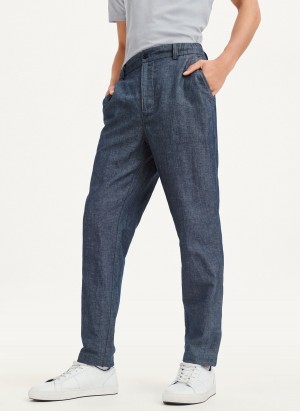 Men's Dkny Linens Pants Navy | B2507248