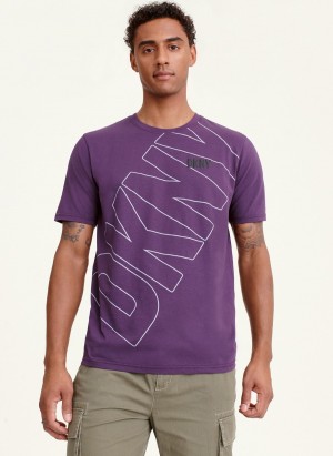 Men's Dkny Logo Outline Cross Body T Shirts Purple | J4766716