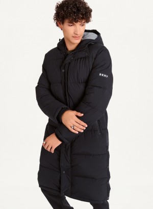 Men's Dkny Long Puffer Jacket Black | T3953775