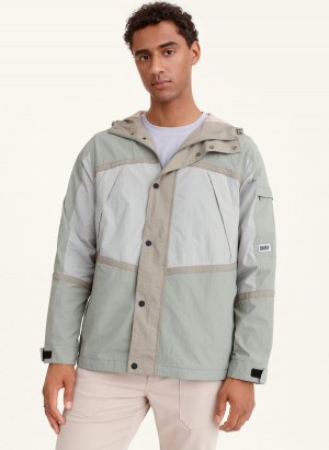 Men's Dkny Multi-Color Pieced Hike Jackets Olive | M0099203