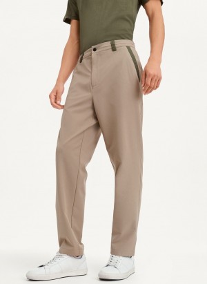 Men's Dkny Olive Trim Elastic Waist Pants Beige | W8646171