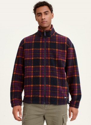 Men's Dkny Plaid Sherpa Jackets Purple | H5516265