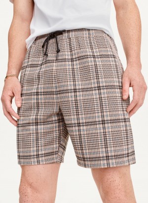 Men's Dkny Plaids Shorts Brown | S4182486