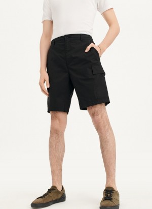 Men's Dkny Poplin Cargo Shorts Black | T8099856