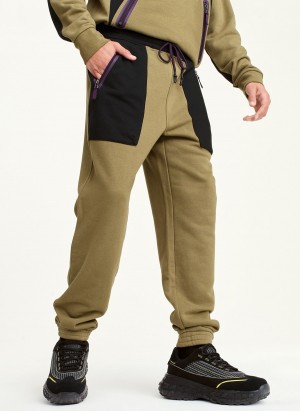 Men's Dkny Pull On Colorblock French Terry Pants Olive | R1597010