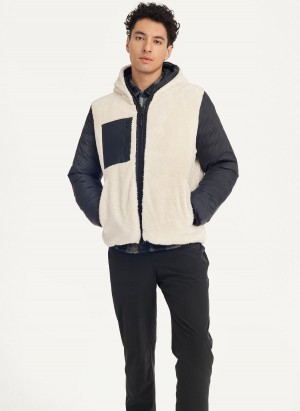 Men's Dkny Quilted Reversible Sherpa Jackets Black | M9522189