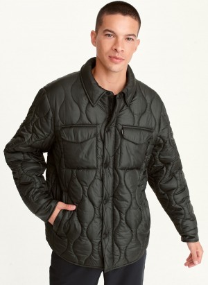 Men's Dkny Round Quilted Shirt Jackets Olive | J9751580