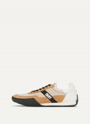 Men's Dkny Side Logo Sneakers Khaki | E8040363