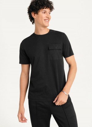 Men's Dkny Solid Pique T Shirts Black | T3450672