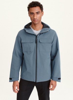 Men's Dkny Textured Arctic Jackets Blue | F8295787