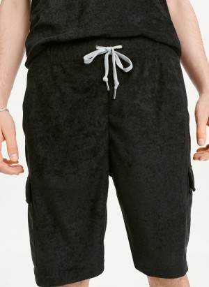 Men's Dkny Toweling Cargo Shorts Black | H3262590