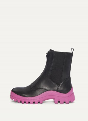 Women's Dkny Contrast Lug Sole Boots Black | P1341759