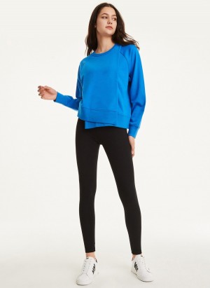 Women's Dkny Cotton Jersey Asymmetrical Sweaters Black | B6059943