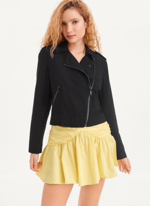 Women's Dkny Crinkle Moto Jackets Black | I8240104