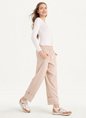 Women's Dkny Cropped Wide Leg Pants Beige | S7532489