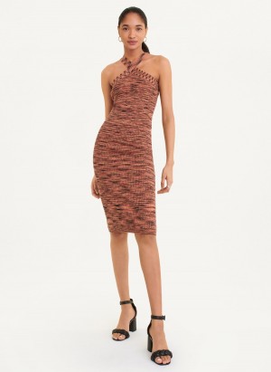 Women's Dkny Crossover Space Dye Sweater Dress Red | H5579878
