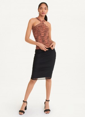 Women's Dkny Crossover Space Dye Top Sweater Tank Top Brown | J9906832