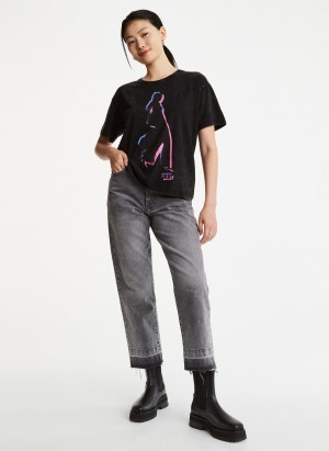 Women's Dkny Fashion Girls T Shirts Black | G6514432