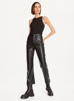 Women's Dkny Faux-Leather Kick Flare Pants Black | E2852301