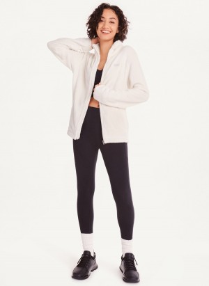 Women's Dkny Fleece Zip Jackets White | T4163071