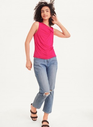 Women's Dkny Gathered Knit Tank Top Pink | B4968593