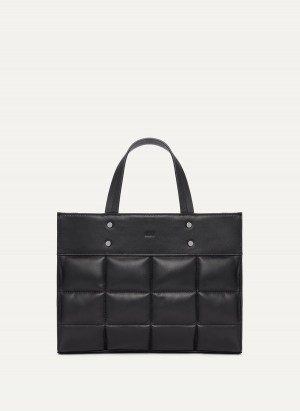 Women's Dkny Globalist Small Quilted Book Tote Bags Black | X4560243