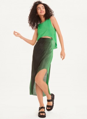 Women's Dkny High Low Shell Tank Top Green | P6652939