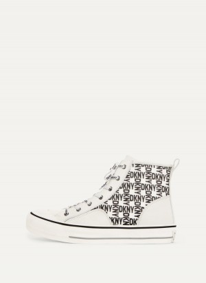 Women's Dkny High Top Logo Sneakers White | O3655675