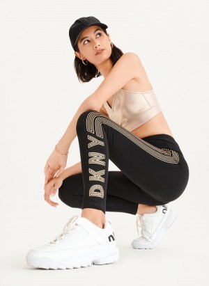 Women's Dkny High Waist Full Length High Density Logo Leggings Black | X9278585