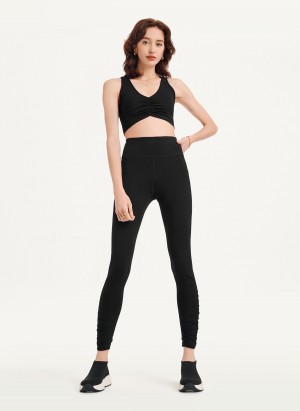 Women's Dkny High Waist With Ruched Details Leggings Black | C8394626