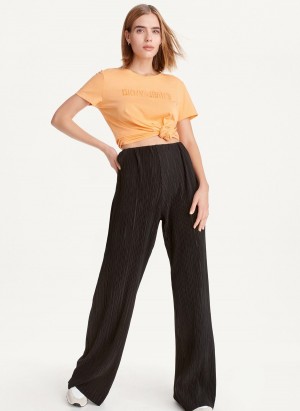 Women's Dkny High Waisted Pleated Flare Pants Black | T9422624
