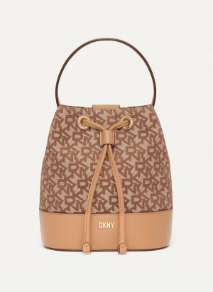 Women's Dkny Inessa Bucket Bags Beige | U4830391