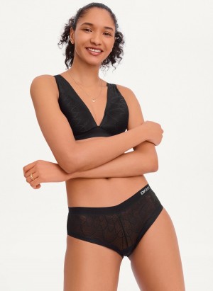 Women's Dkny Lace Comfort Hipster Underwear Black | E8106641