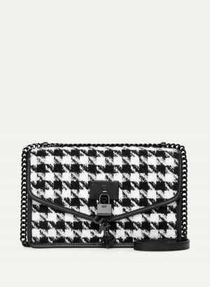 Women's Dkny Large Elissa Herringbone Crossbody Bags Black | N3885865