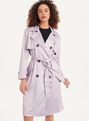 Women's Dkny Lightweight Trench Coat Purple | U5597097