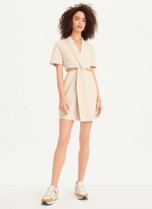 Women's Dkny Linen Cut Out Dress White | I7664613