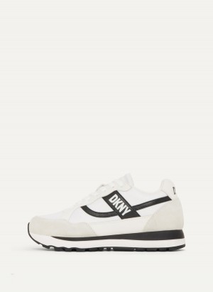 Women's Dkny Logo Retro Sneakers White | S1147944