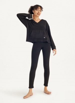 Women's Dkny Long Sleeve Hooded Top And Legging Sets Black | J9780530