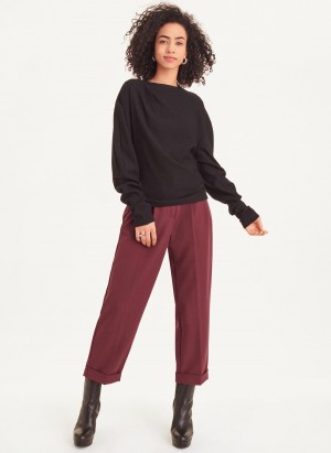 Women's Dkny Long Sleeve Luxe Fleece Sweatshirts Black | O1766448