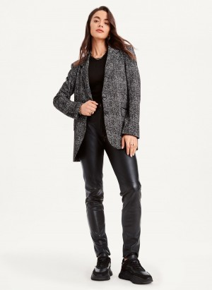 Women's Dkny Long Sleeve Trim Tailored Jackets Black | F6935162