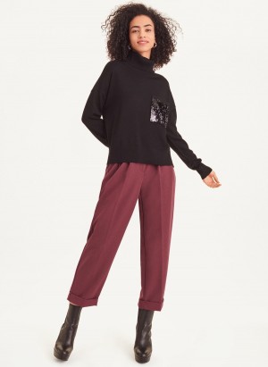 Women's Dkny Long Sleeve Turtle Neck Ombre Sweaters Black | X1710838