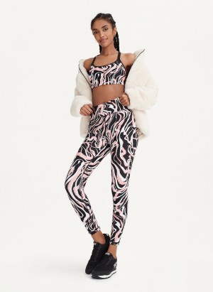 Women's Dkny Marble Swirl Print High Waist Leggings Black | U0456326
