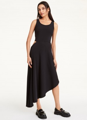 Women's Dkny Maxi Asymmetrical Dress Black | G7957037