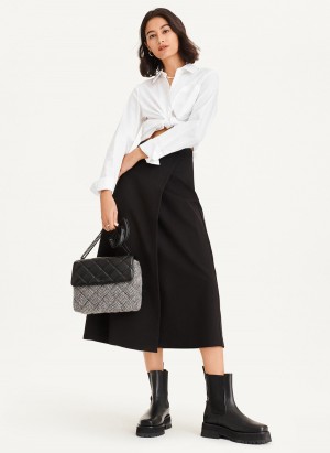 Women's Dkny Midi Faux Wrap Skirts Black | K2203098