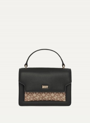 Women's Dkny Millie Leather Top Handle Tote Bags Black | A9240100
